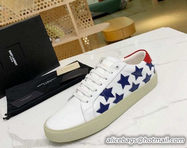 Grade Design Saint Laurent Calfskin Star Sneakers White/Navy Blue 111882