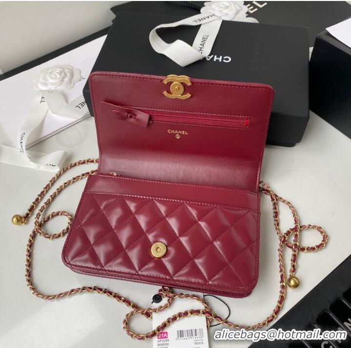 Discount CHANEL Lambskin Flap Shoulder Bag AP2289 red