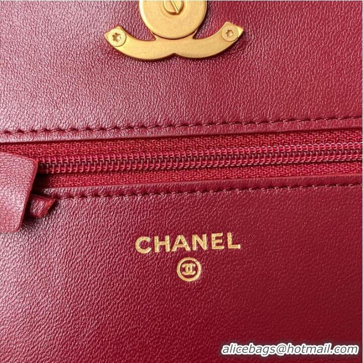 Discount CHANEL Lambskin Flap Shoulder Bag AP2289 red