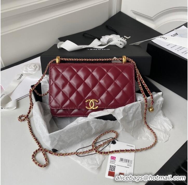 Discount CHANEL Lambskin Flap Shoulder Bag AP2289 red