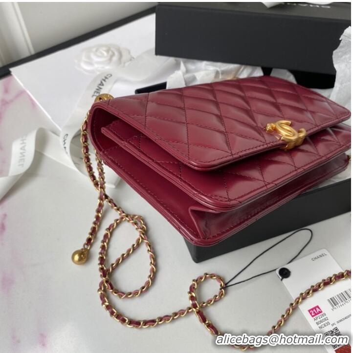 Discount CHANEL Lambskin Flap Shoulder Bag AP2289 red