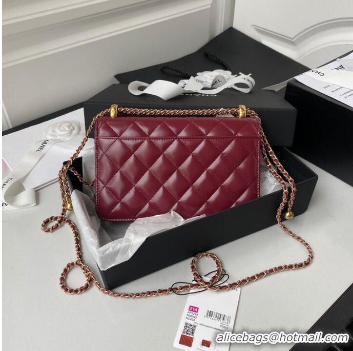 Discount CHANEL Lambskin Flap Shoulder Bag AP2289 red