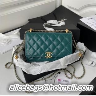 Shop Grade CHANEL Lambskin Flap Shoulder Bag AP2289 green