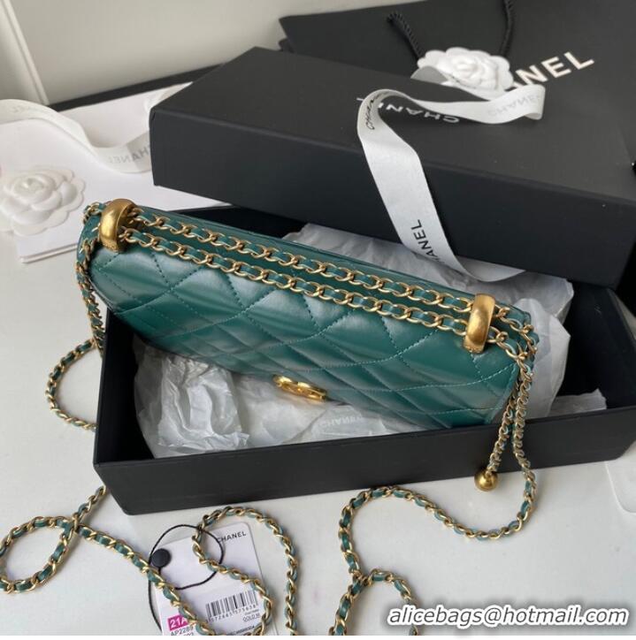 Shop Grade CHANEL Lambskin Flap Shoulder Bag AP2289 green