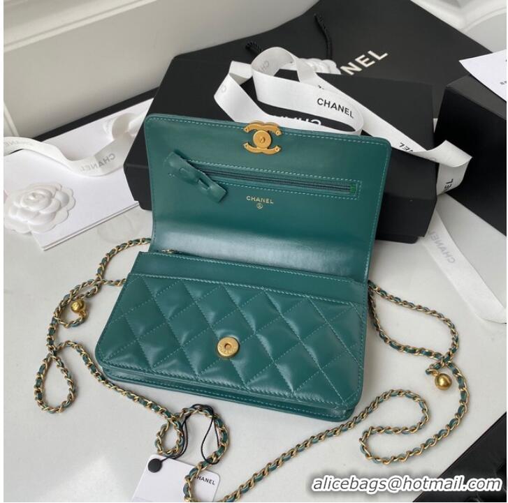 Shop Grade CHANEL Lambskin Flap Shoulder Bag AP2289 green