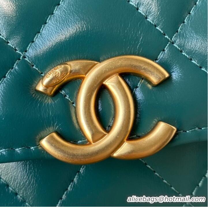 Shop Grade CHANEL Lambskin Flap Shoulder Bag AP2289 green