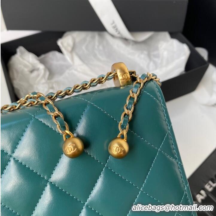 Shop Grade CHANEL Lambskin Flap Shoulder Bag AP2289 green