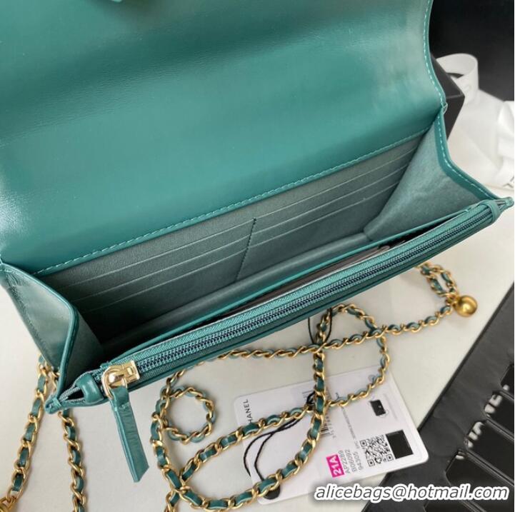 Shop Grade CHANEL Lambskin Flap Shoulder Bag AP2289 green