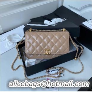 Well Crafted CHANEL Lambskin Flap Shoulder Bag AP2289 Apricot