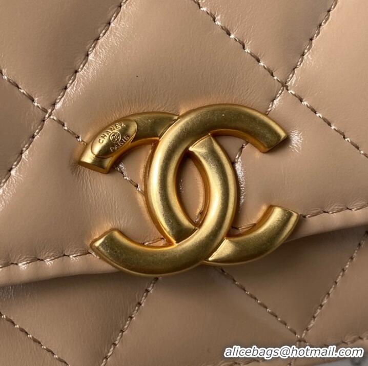 Well Crafted CHANEL Lambskin Flap Shoulder Bag AP2289 Apricot