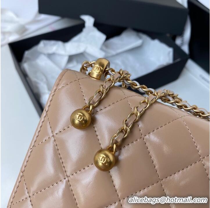 Well Crafted CHANEL Lambskin Flap Shoulder Bag AP2289 Apricot