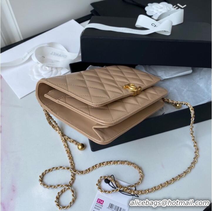 Well Crafted CHANEL Lambskin Flap Shoulder Bag AP2289 Apricot