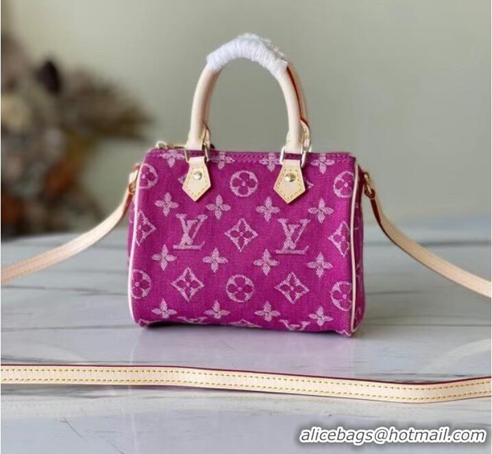 Luxury Discount Louis Vuitton SPEEDY Monogram denim M95052 rose