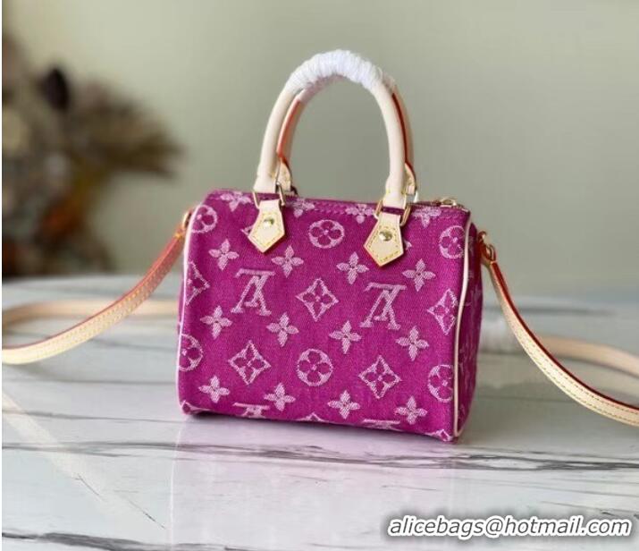 Luxury Discount Louis Vuitton SPEEDY Monogram denim M95052 rose