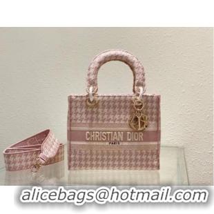 Buy Discount DIOR MEDIUM LADY D-LITE BAG Embroidery M0565OR pink