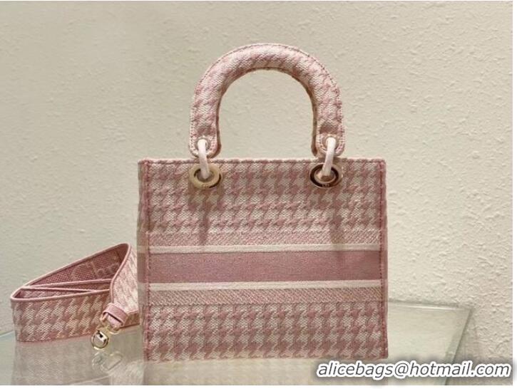 Buy Discount DIOR MEDIUM LADY D-LITE BAG Embroidery M0565OR pink