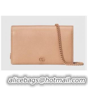 High Quality Gucci GG Marmont chain wallet 497985 Rose beige