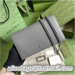 Inexpensive Gucci GG Marmont chain wallet 497985 GRAY