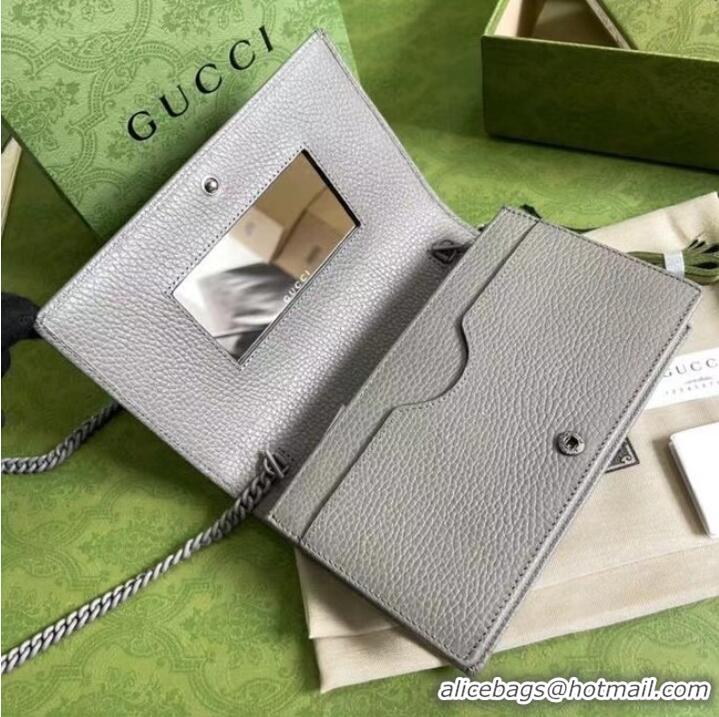 Inexpensive Gucci GG Marmont chain wallet 497985 GRAY