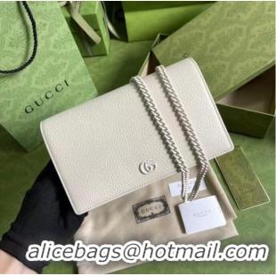 Stylish Gucci GG Marmont chain wallet 497985 White