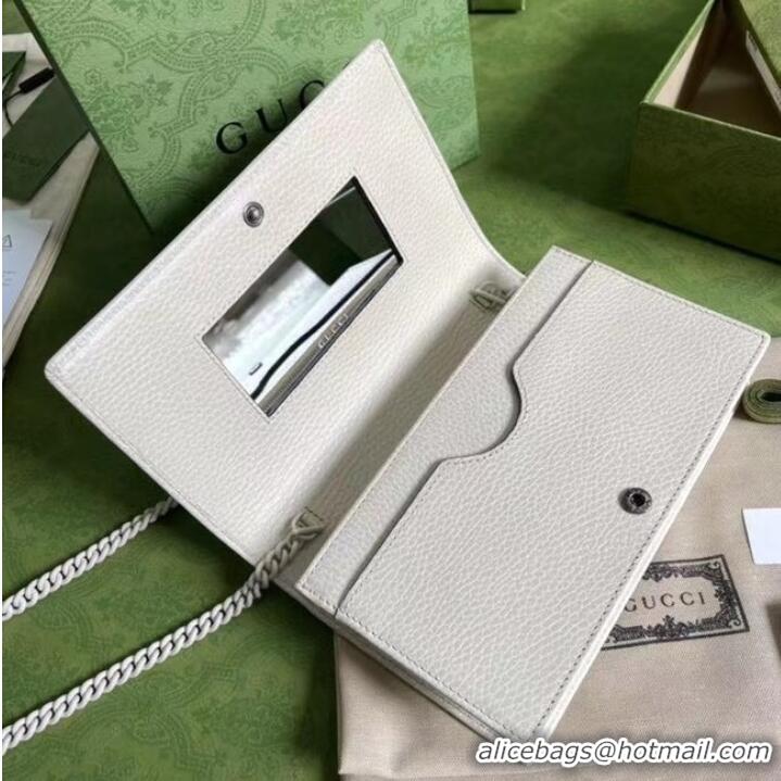 Stylish Gucci GG Marmont chain wallet 497985 White