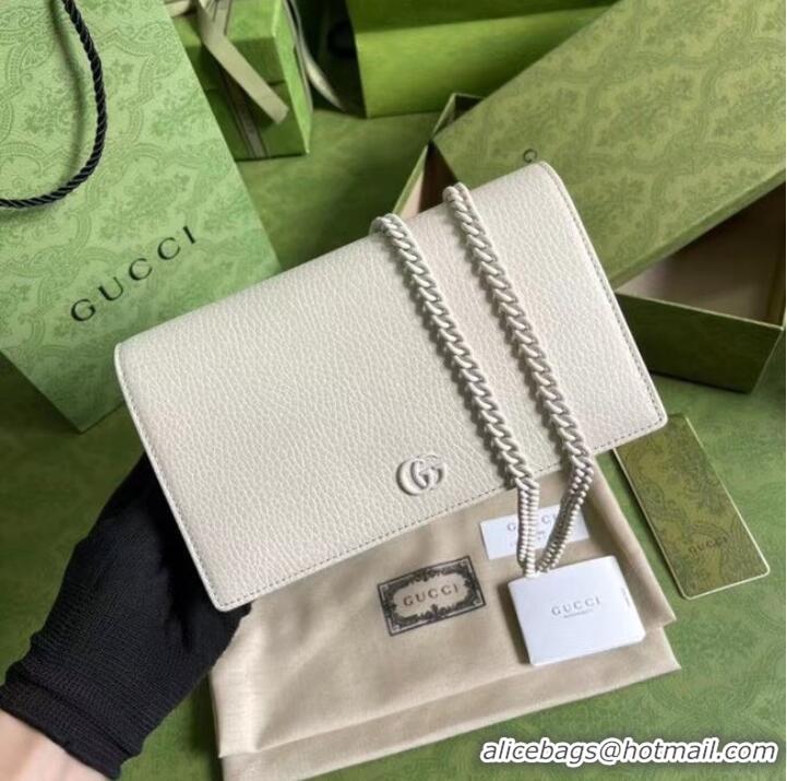 Stylish Gucci GG Marmont chain wallet 497985 White