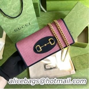 Buy Discount Gucci Horsebit 1955 chain wallet 621892 pink