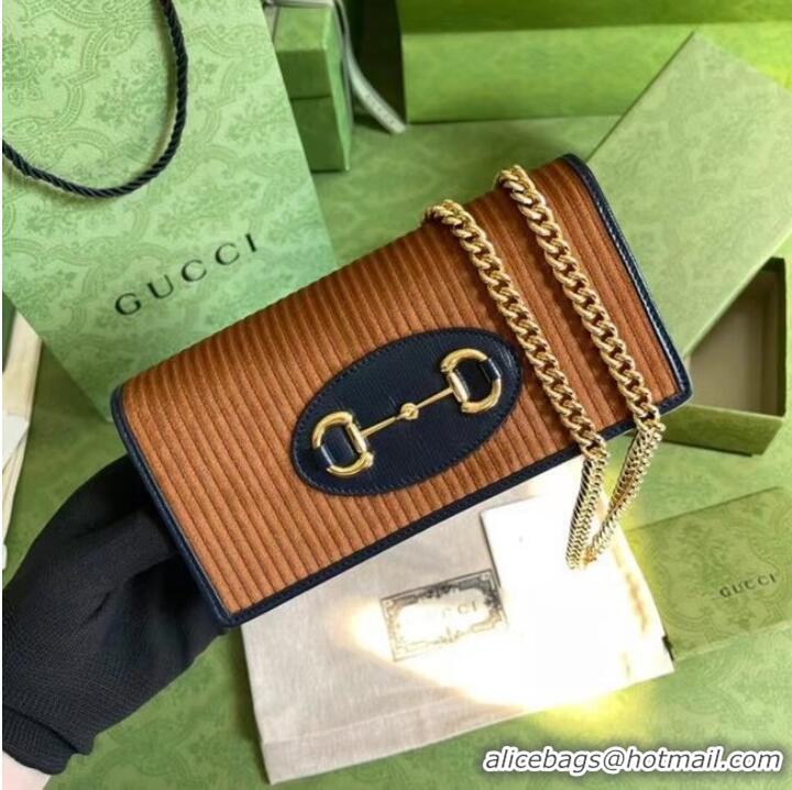 Promotional Gucci Horsebit 1955 chain wallet 621892 brown