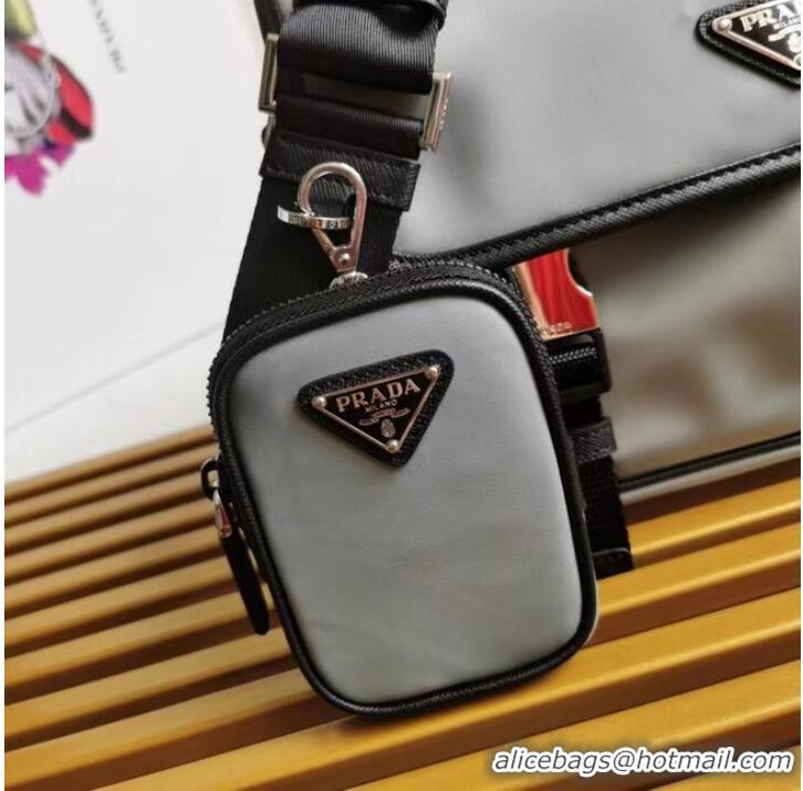 Cheapest Prada Re-Nylon and Saffiano leather shoulder bag 2VD769 gray