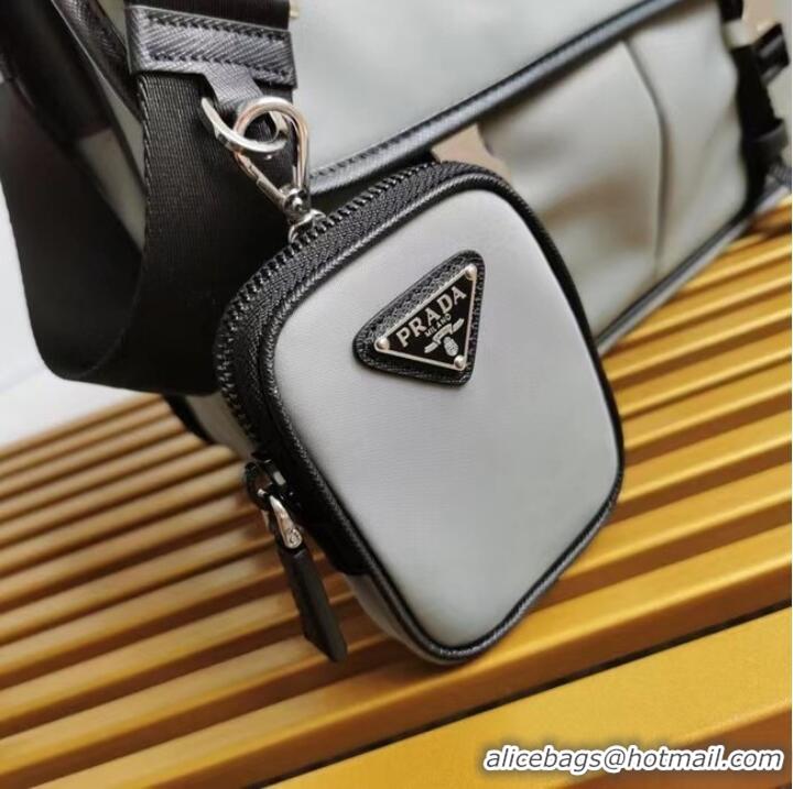 High Quality Prada Re-Nylon and Saffiano leather shoulder bag 2XD770 gray