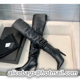 Good Quality Saint Laurent Jane Over-the-knee Boots in Calfskin Leather 123056 Black