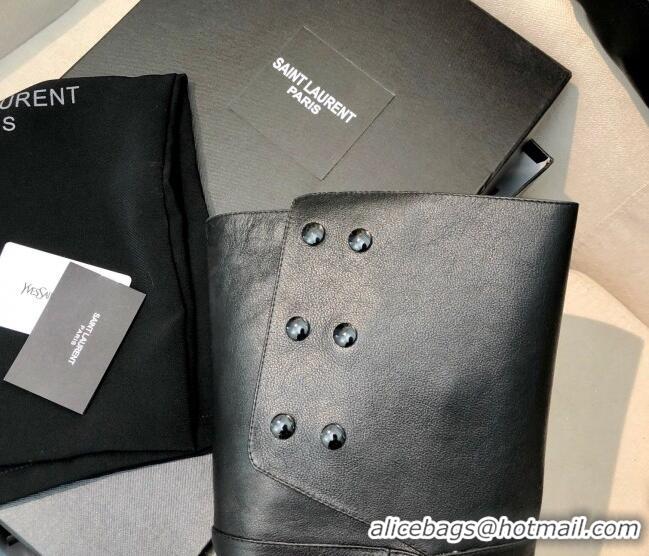 Good Quality Saint Laurent Jane Over-the-knee Boots in Calfskin Leather 123056 Black