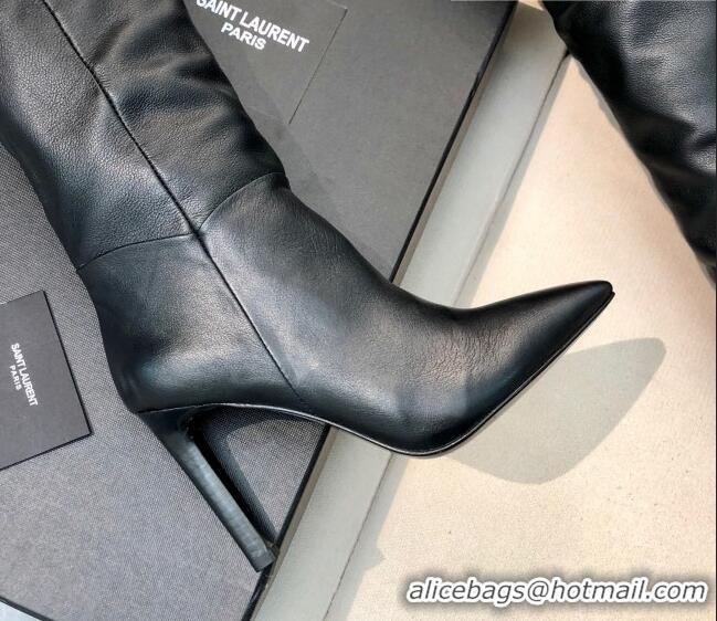 Good Quality Saint Laurent Jane Over-the-knee Boots in Calfskin Leather 123056 Black