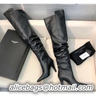 Good Looking Saint Laurent Betty Over-the-knee Boots in Calfskin 123058 Black