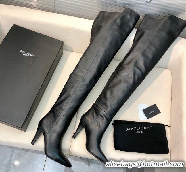 Good Looking Saint Laurent Betty Over-the-knee Boots in Calfskin 123058 Black