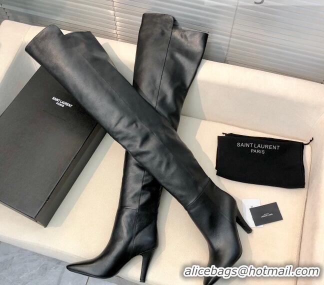 Good Looking Saint Laurent Betty Over-the-knee Boots in Calfskin 123058 Black