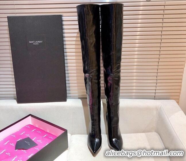 Durable Saint Laurent Nike Over-the-knee Boots in Shinny Calfskin 125051 Black