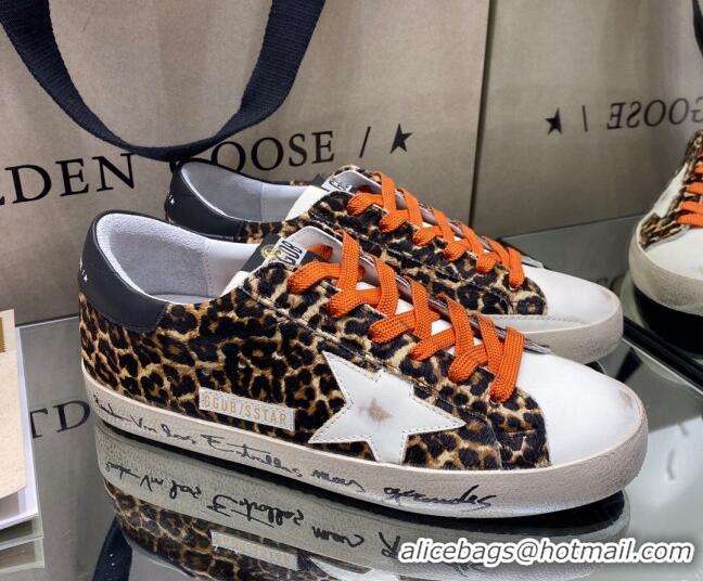 Unique Grade Golden Goose Super-Star Sneakers in Leopard Print Horse Hair with White Star 105052