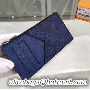 New Discount Louis Vuitton Taiga Cowhide Coin Card Holder M30270 Navy Blue