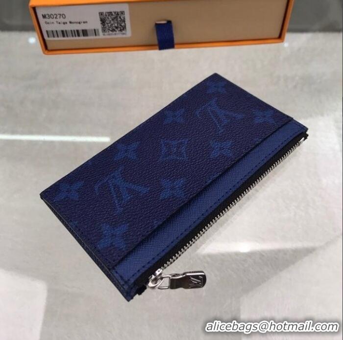 New Discount Louis Vuitton Taiga Cowhide Coin Card Holder M30270 Navy Blue