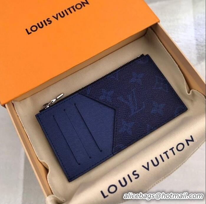 New Discount Louis Vuitton Taiga Cowhide Coin Card Holder M30270 Navy Blue