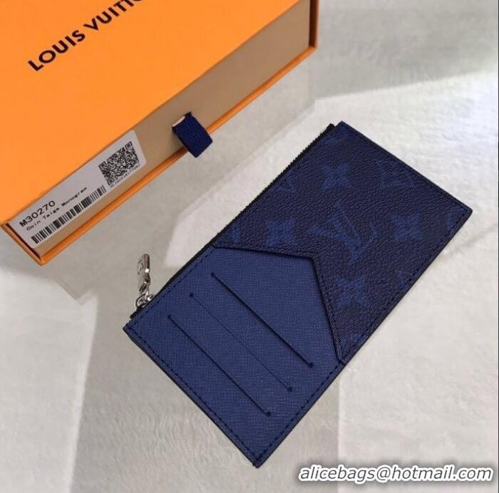 New Discount Louis Vuitton Taiga Cowhide Coin Card Holder M30270 Navy Blue