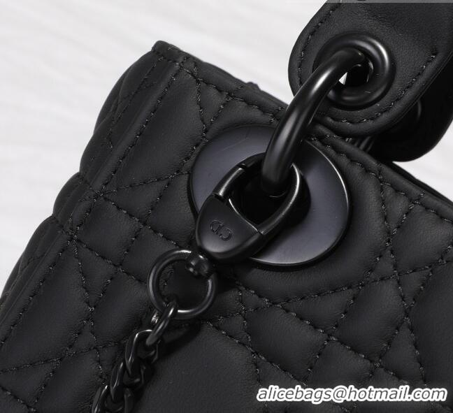 Top Grade Dior Mini Lady Dior Flap Bag in Ultra-Matte Cannage Calfskin CD3026 Black