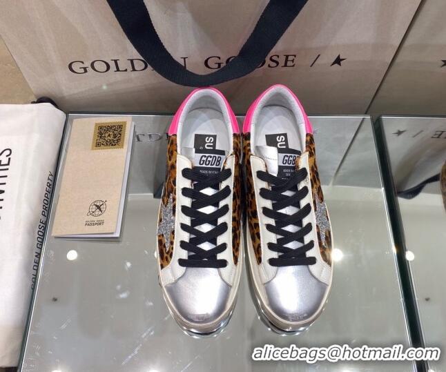 Good Quality Golden Goose Super-Star Sneakers in Leopard Print Horse Hair and Silver Leather 105055