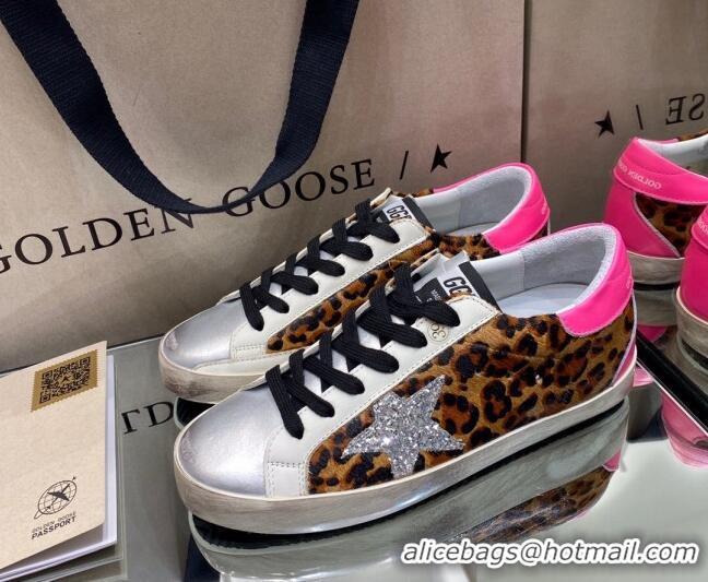 Good Quality Golden Goose Super-Star Sneakers in Leopard Print Horse Hair and Silver Leather 105055