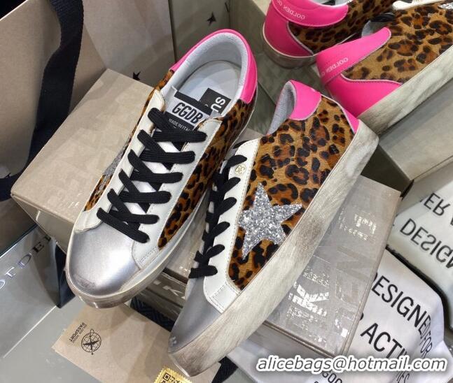 Good Quality Golden Goose Super-Star Sneakers in Leopard Print Horse Hair and Silver Leather 105055