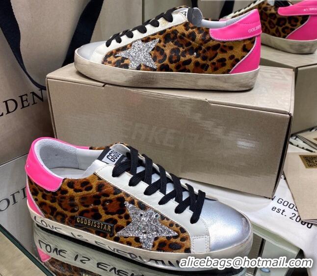 Good Quality Golden Goose Super-Star Sneakers in Leopard Print Horse Hair and Silver Leather 105055