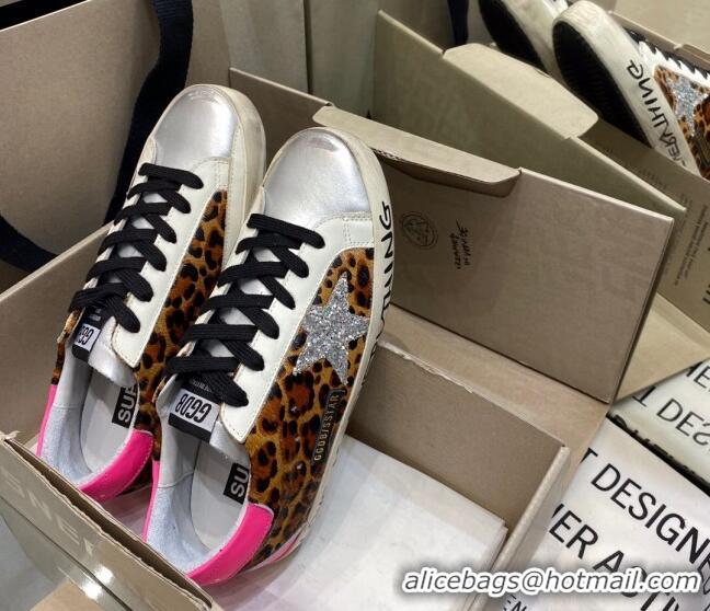 Good Quality Golden Goose Super-Star Sneakers in Leopard Print Horse Hair and Silver Leather 105055