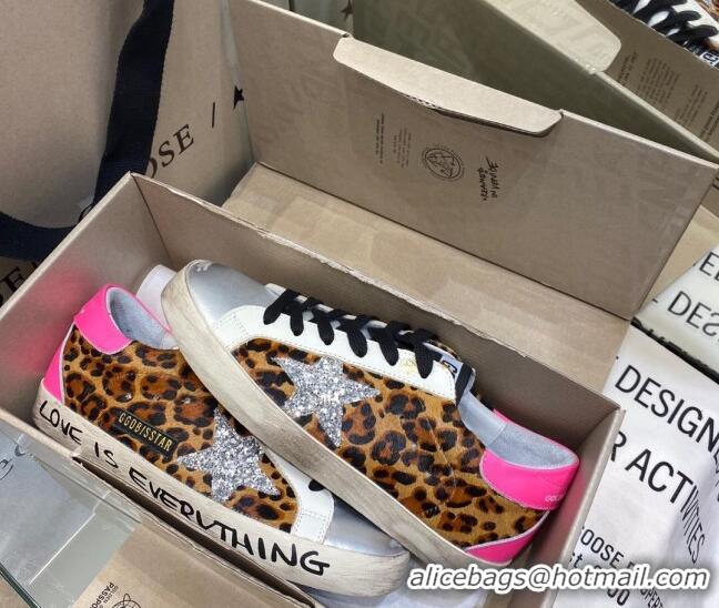 Good Quality Golden Goose Super-Star Sneakers in Leopard Print Horse Hair and Silver Leather 105055