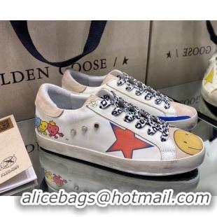 New Style Golden Goose Super-Star Sneakers in White Leather with Graffiti 105059